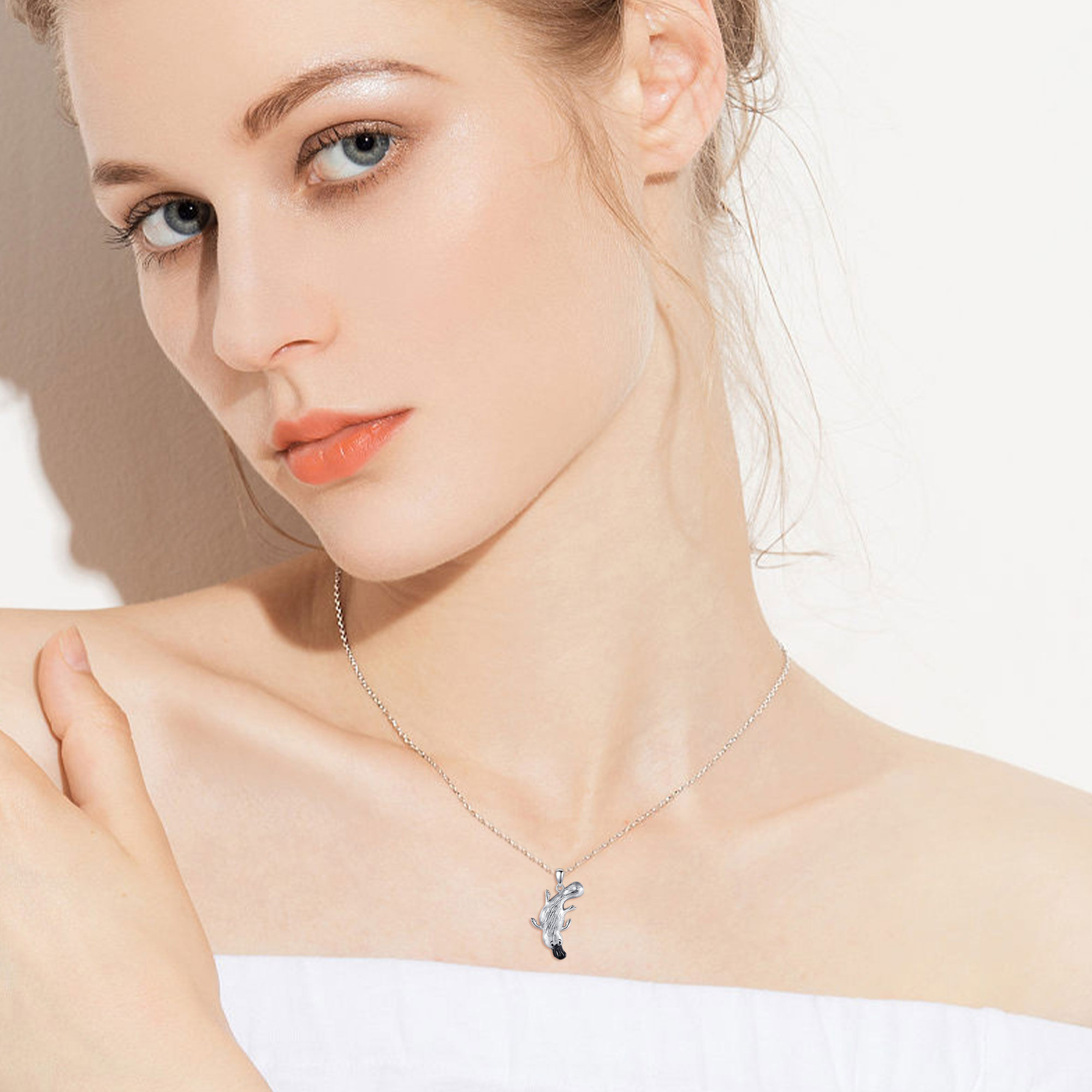 S925 Sterling Silver Platypus Necklace, Hypoallergenic